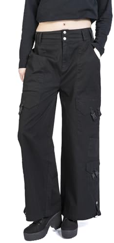 Gothicana by EMP Pantaloni Tessuto Nero Gamba Larga XL