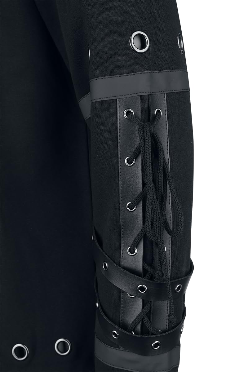 Gothicana by EMP Felpa Cappuccio Nera Borchie Uomo