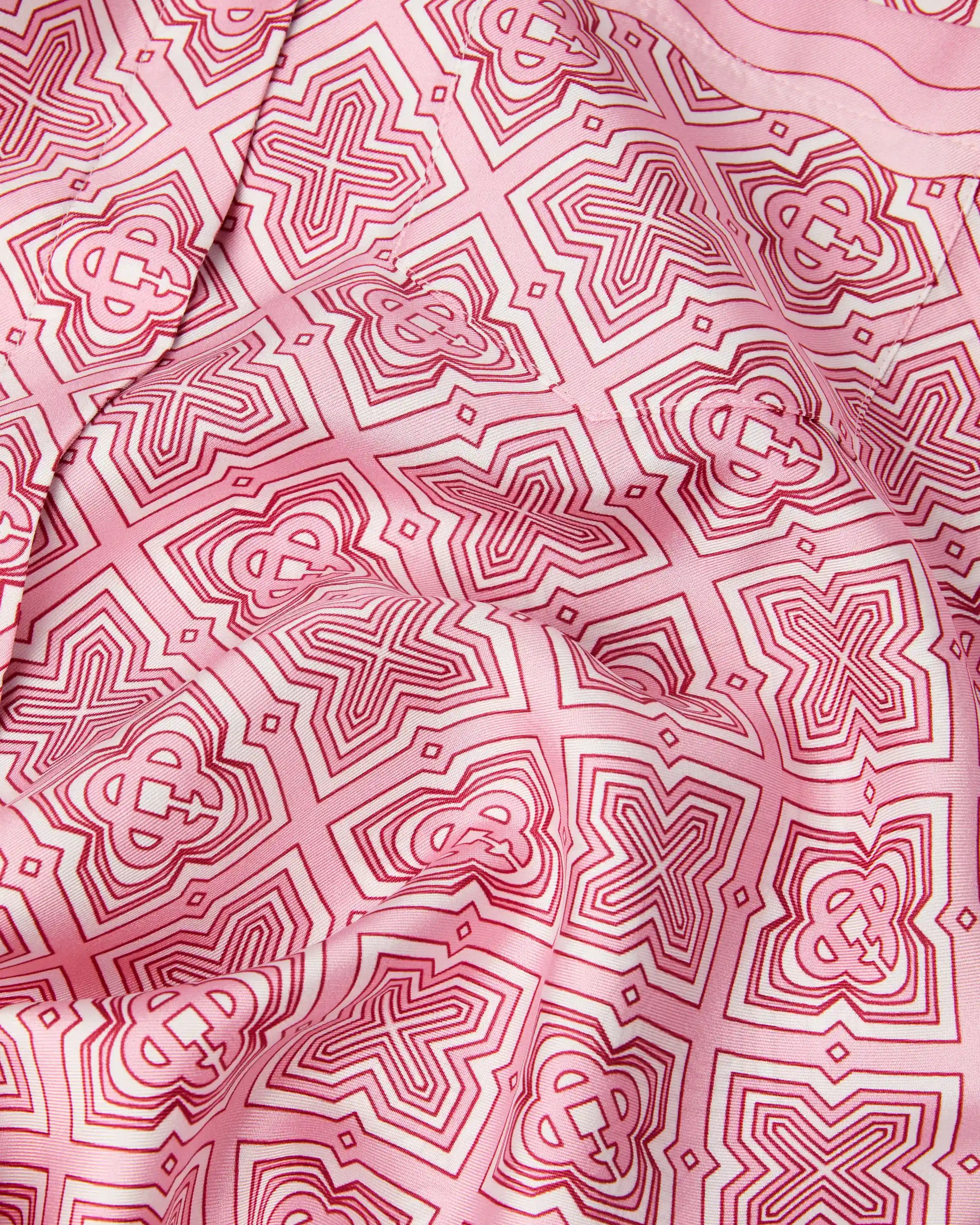 Casablanca Radiating Monogram camicia seta rosa S maniche corte