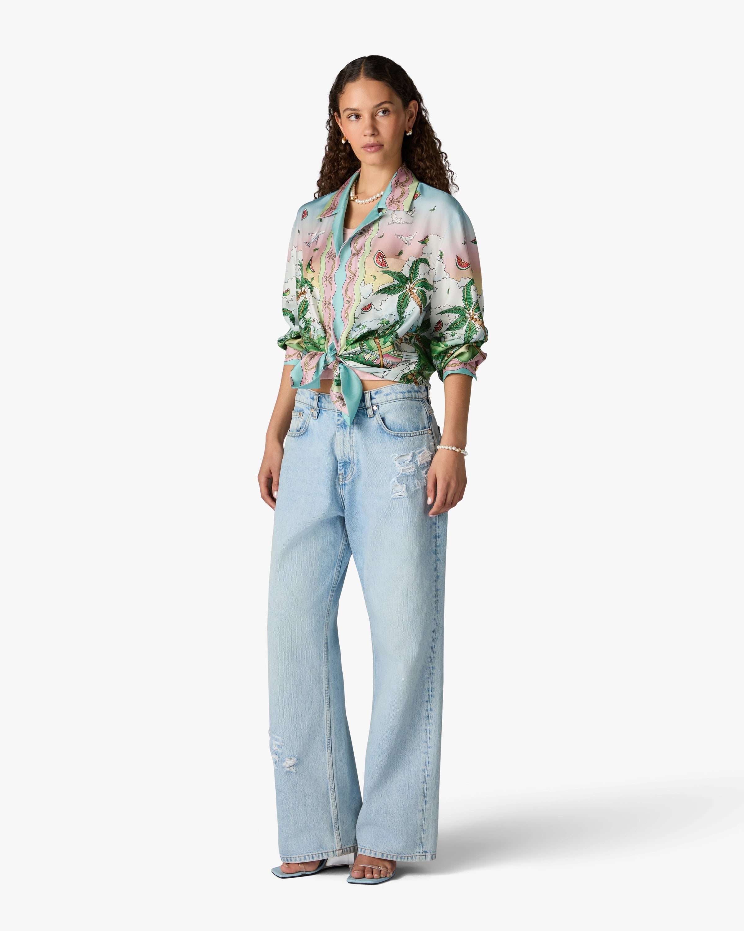 Casablanca Laduree x Casablanca camicia seta multicolore