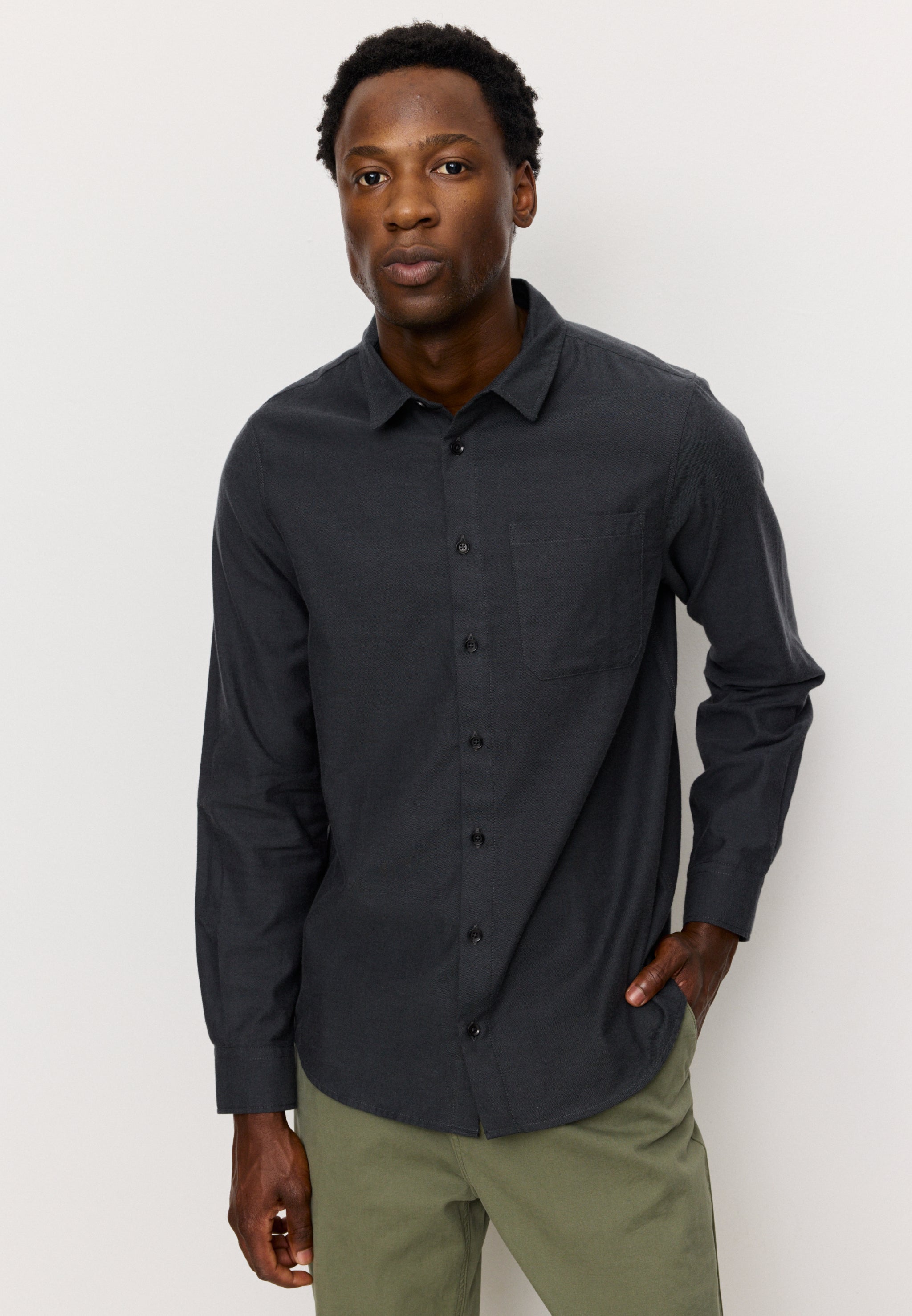 Recolution Lentil camicia grigia flanella bio