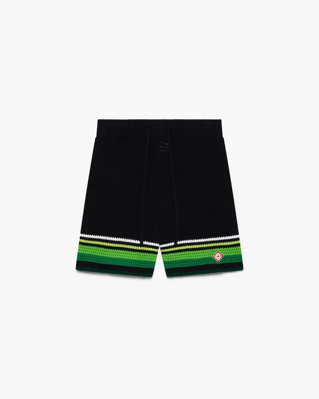 Casablanca Striped Crochet pantaloncini uncinetto nero verde
