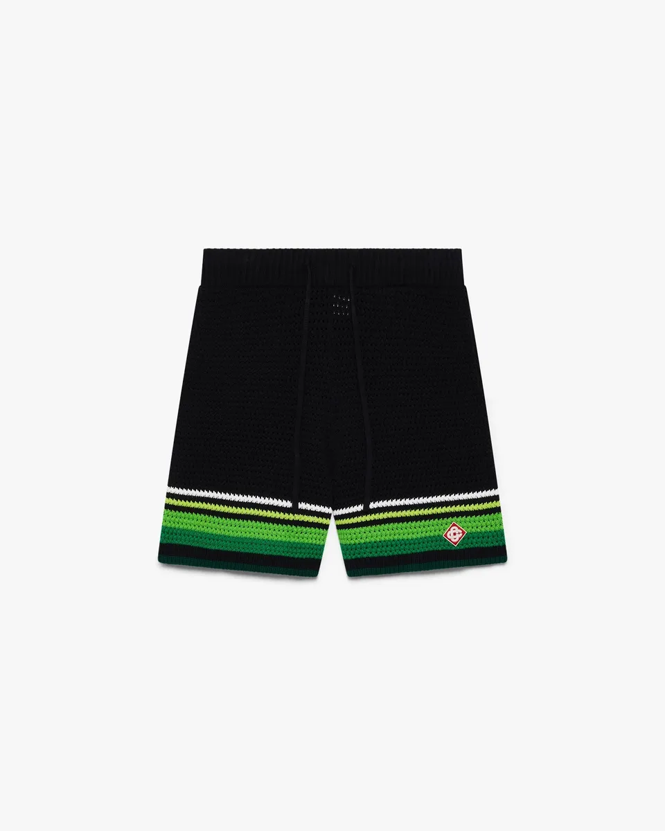 Casablanca Striped Crochet pantaloncini uncinetto nero verde