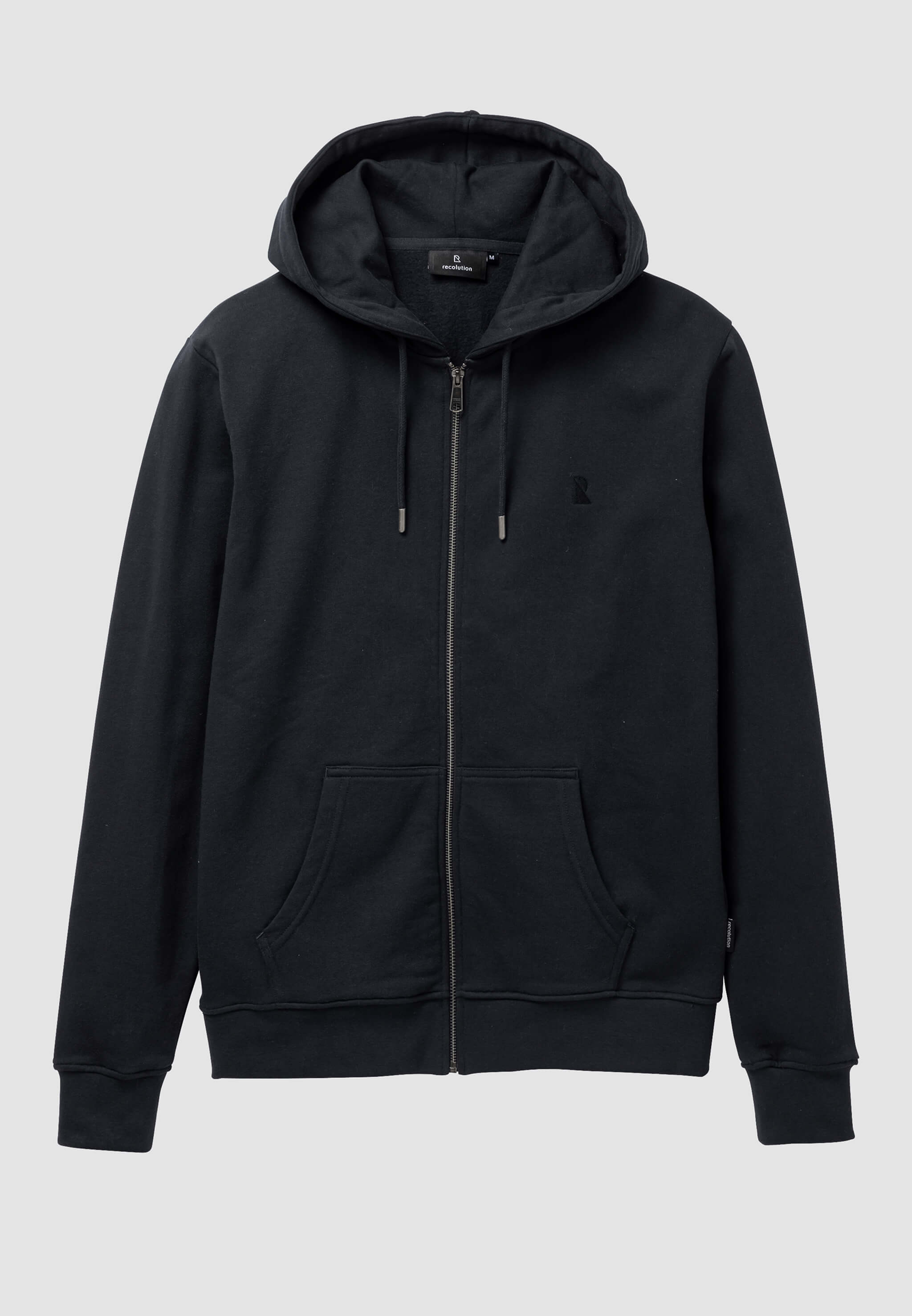 Recolution Birch felpa con zip nero cotone bio