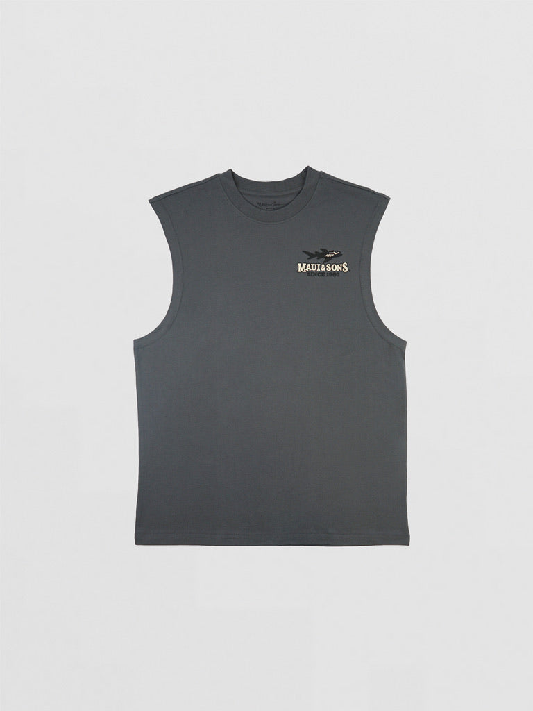 Maui and Sons Movin Muscle Tank Top canotta grafite collo tondo