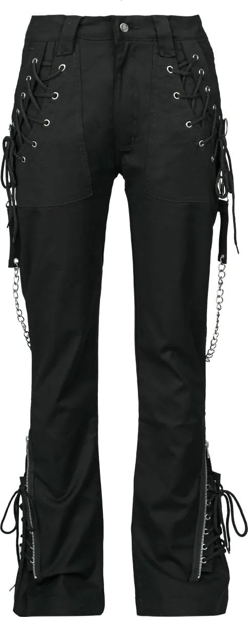 Gothicana by EMP Pantaloni Neri Pizzo Catene 31W/32L