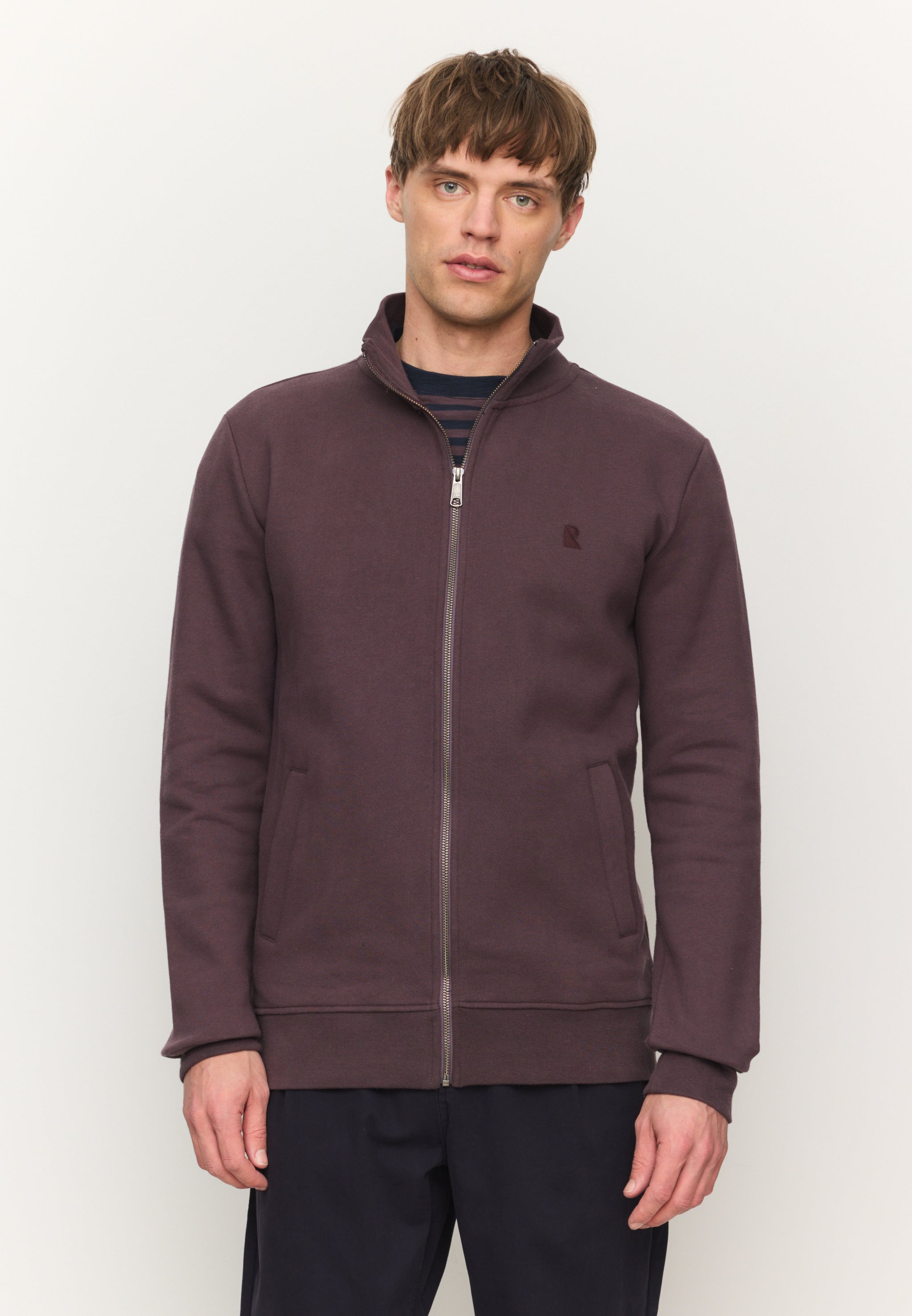 Recolution Camphor felpa con zip dark grape cotone bio