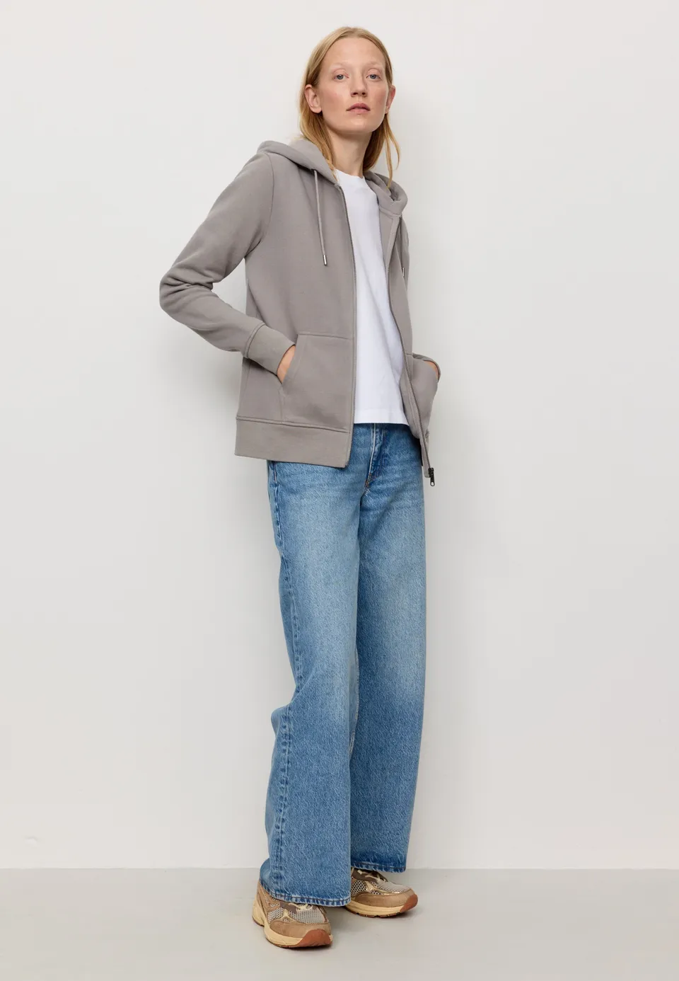 Recolution Dahlia felpa con cappuccio greige cotone bio