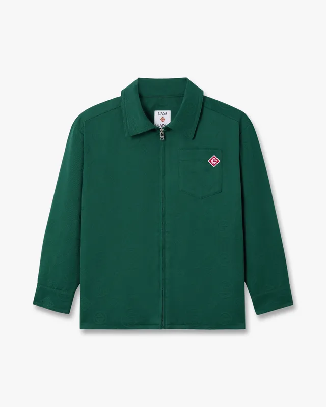 Casablanca Monogram camicia bambino verde zip