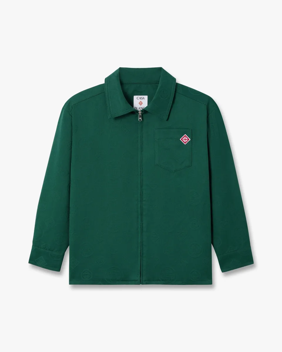 Casablanca Monogram camicia bambino verde zip
