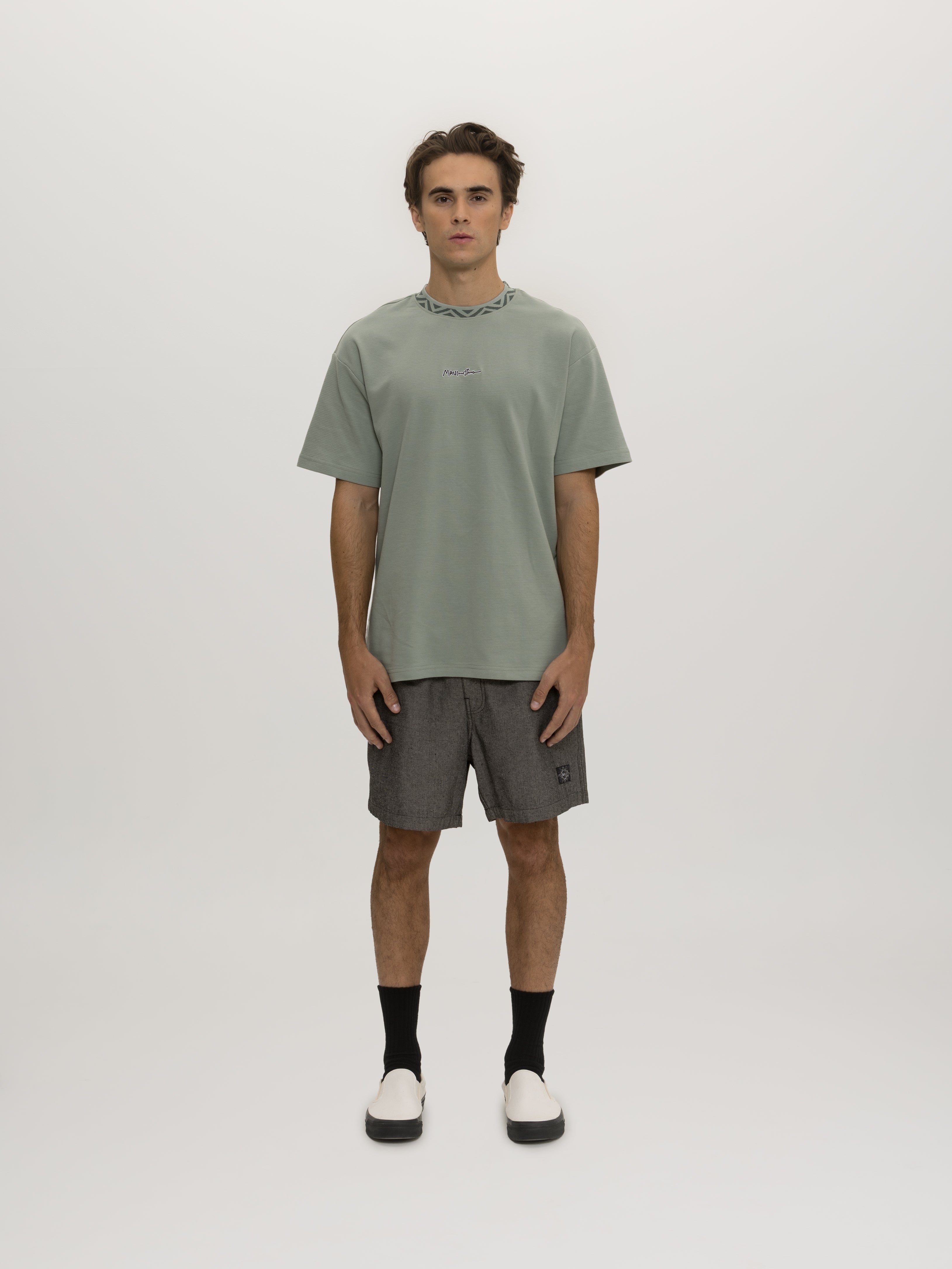 Maui and Sons Break Neck Knit maglietta salvia cotone