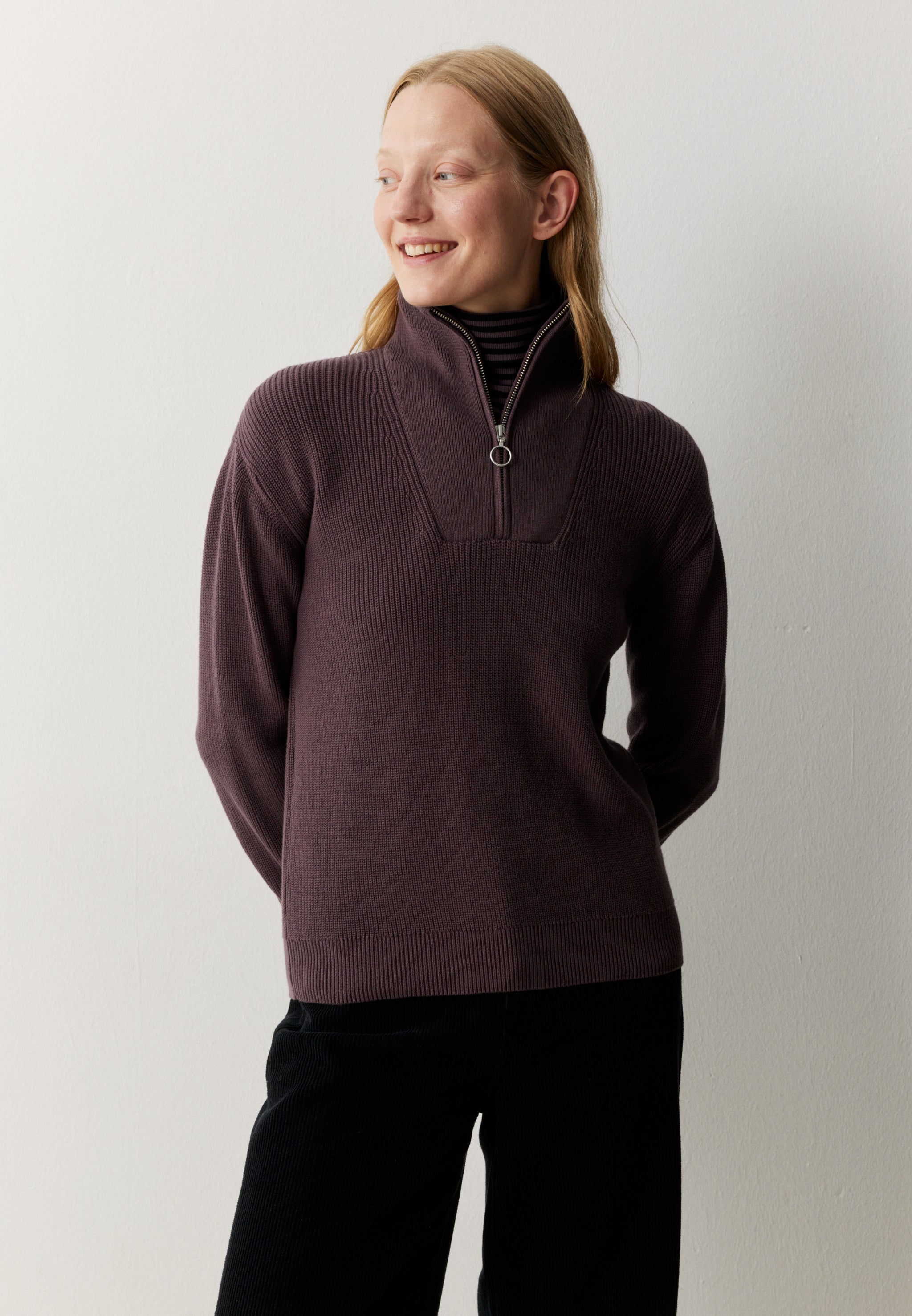Recolution Nigella maglione zip cotone bio viola
