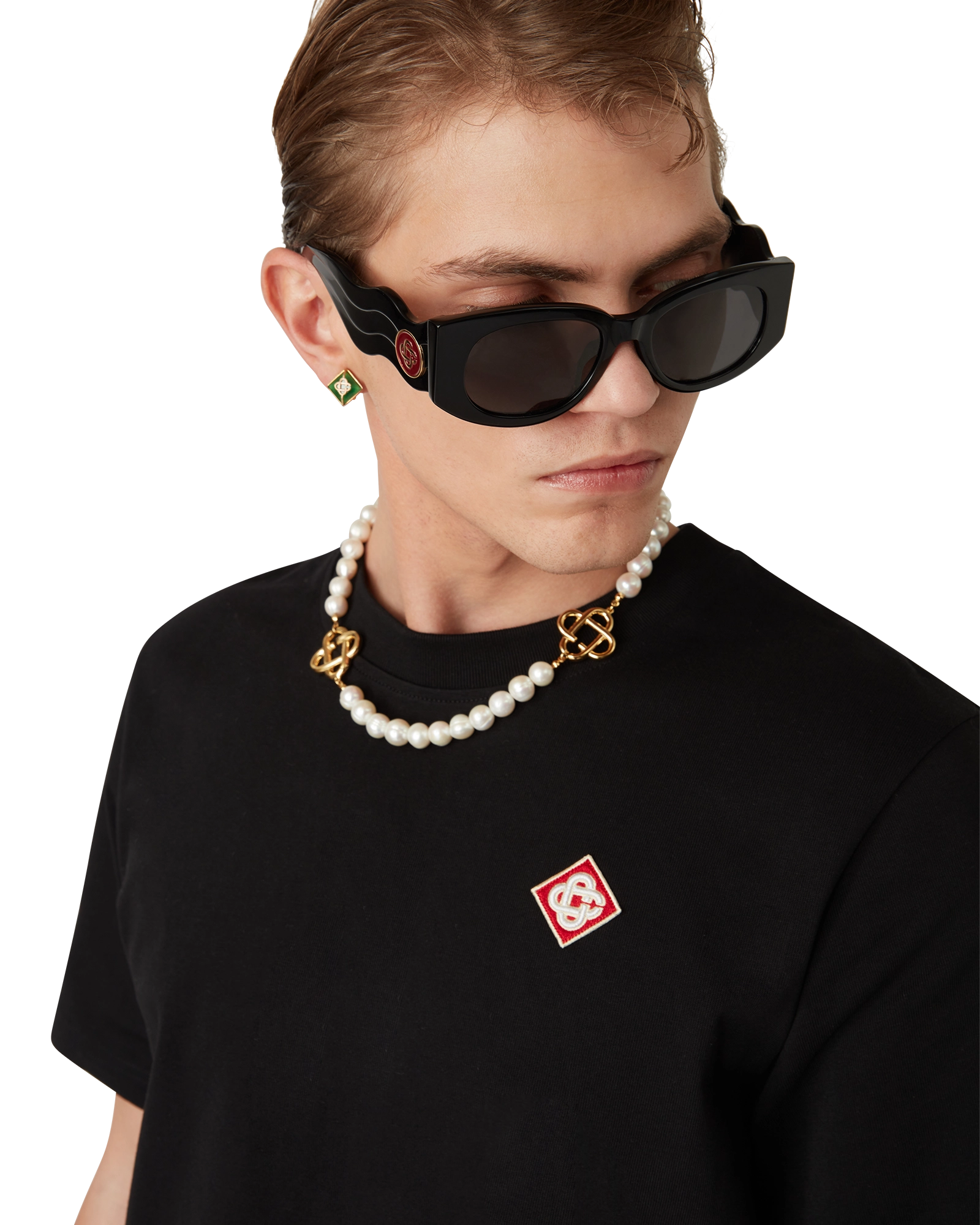 Casablanca Black Diamond Logo t-shirt nera cotone bio