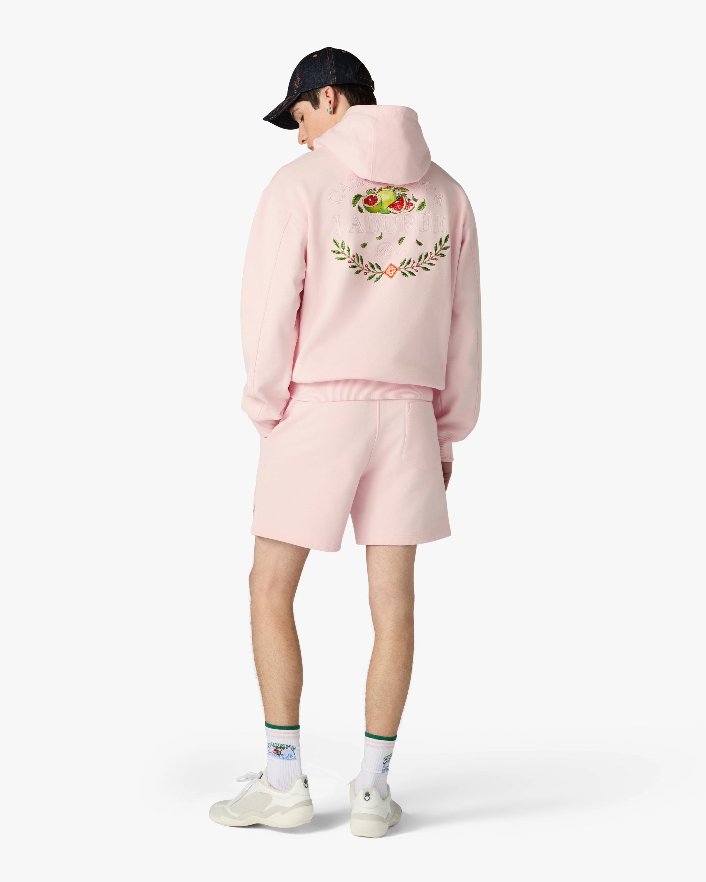 Casablanca Laduree shorts donna rosa cotone ricamato