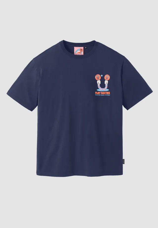 Recolution Aposeris Play Together t-shirt blu cotone bio