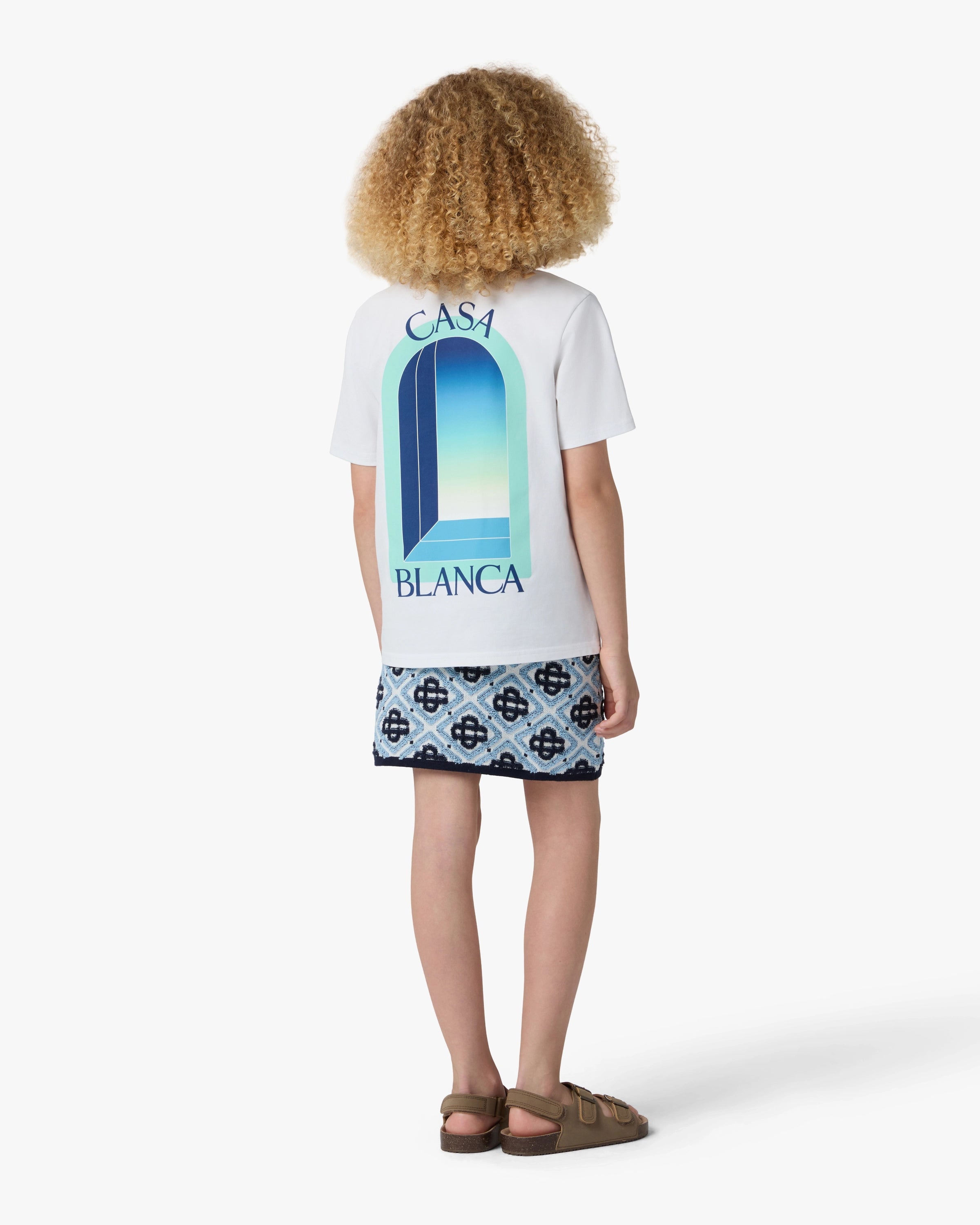 Casablanca Gradient Arch t-shirt bambino bianca cotone organico