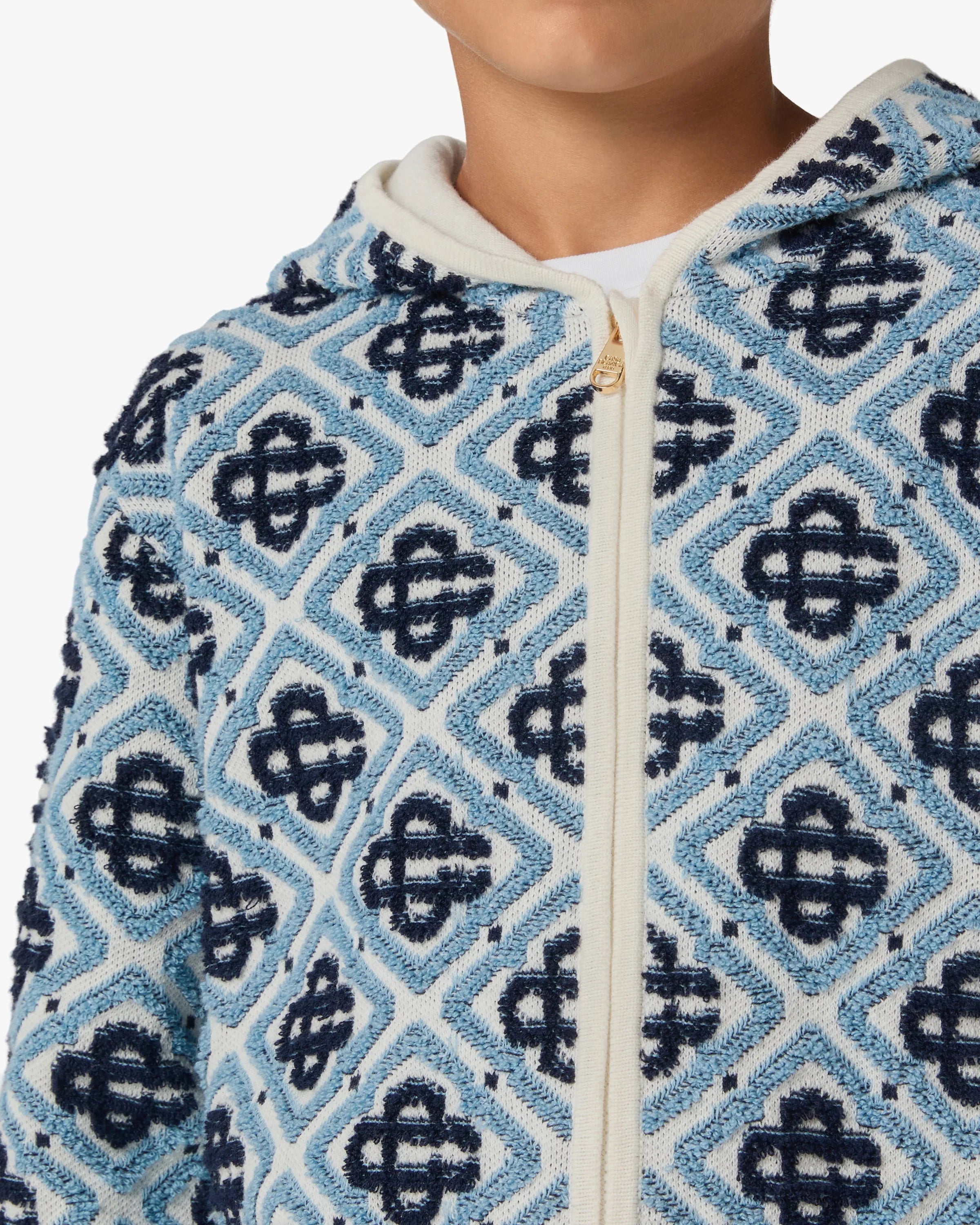 Casablanca Monogram Felpa Zip Bambino Blu cotone