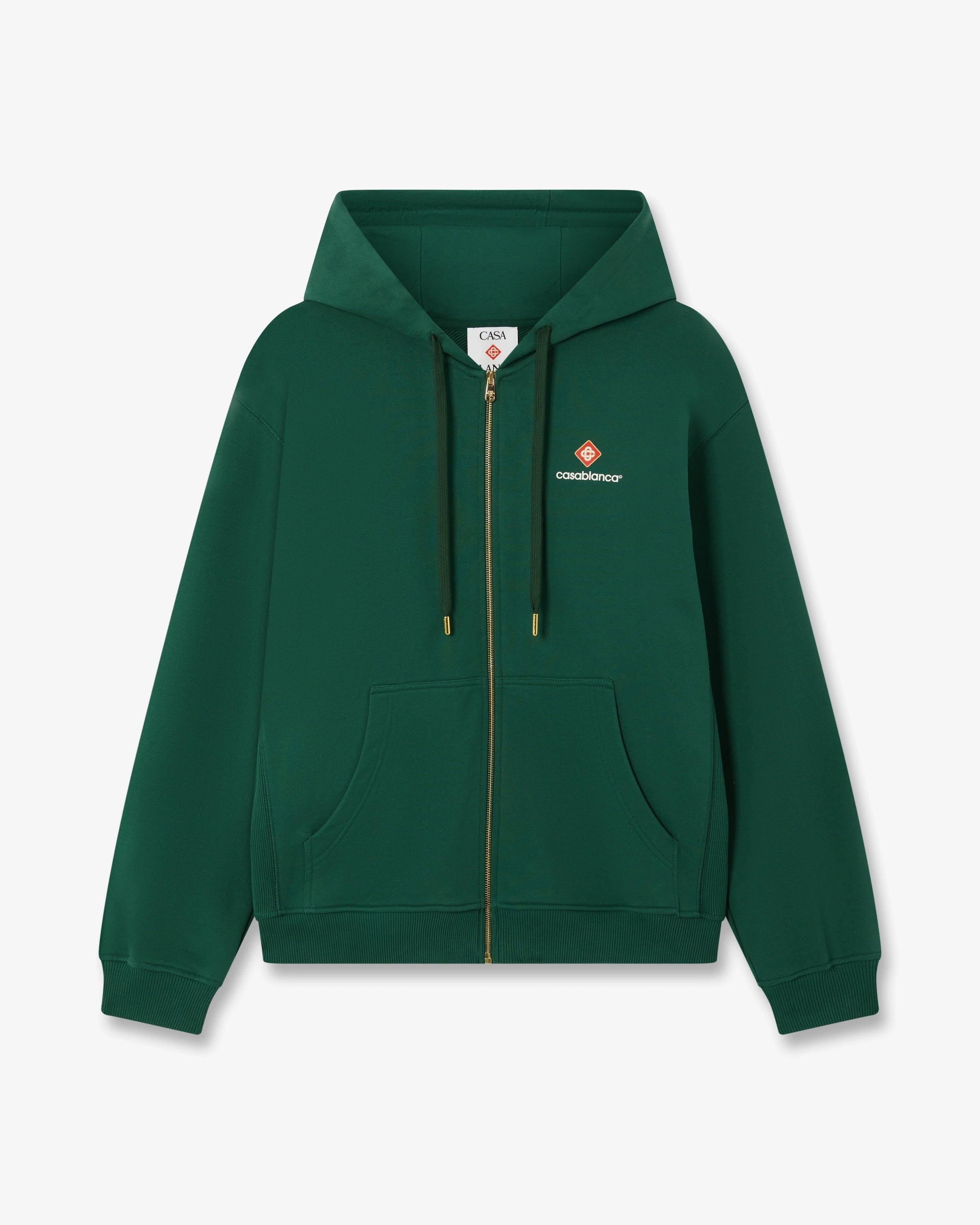 Casablanca Sport Type felpa zip verde cappuccio