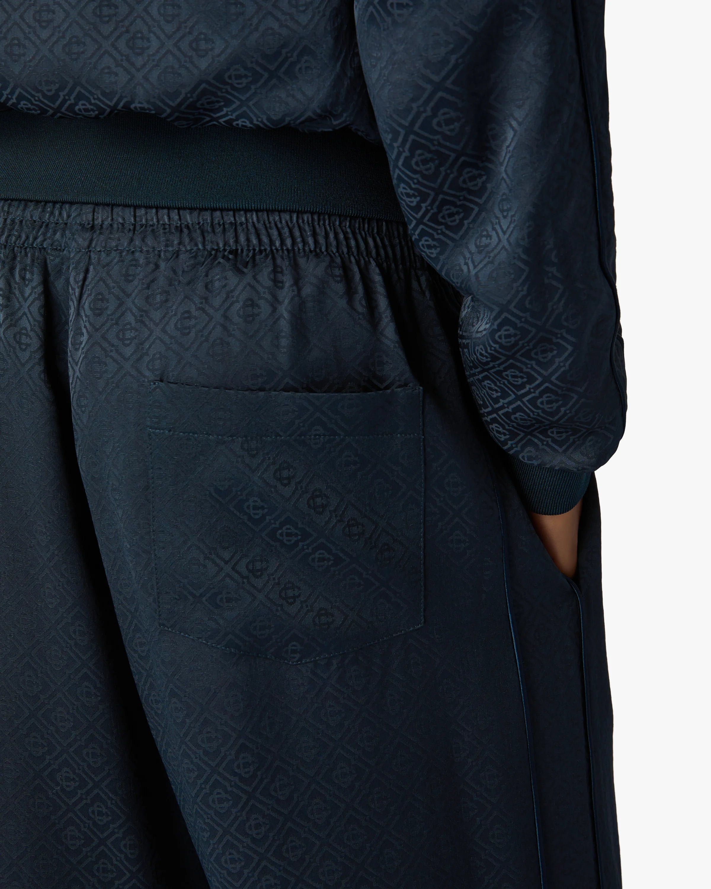 Casablanca Monogram pantaloni tuta viscosa navy