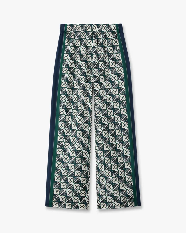 Casablanca Check Monogram pantaloni donna seta verde blu