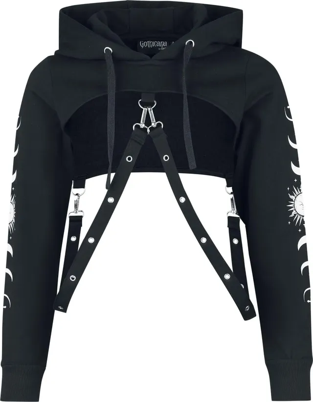 Gothicana by EMP Crop Hoodie felpa donna nero taglia L