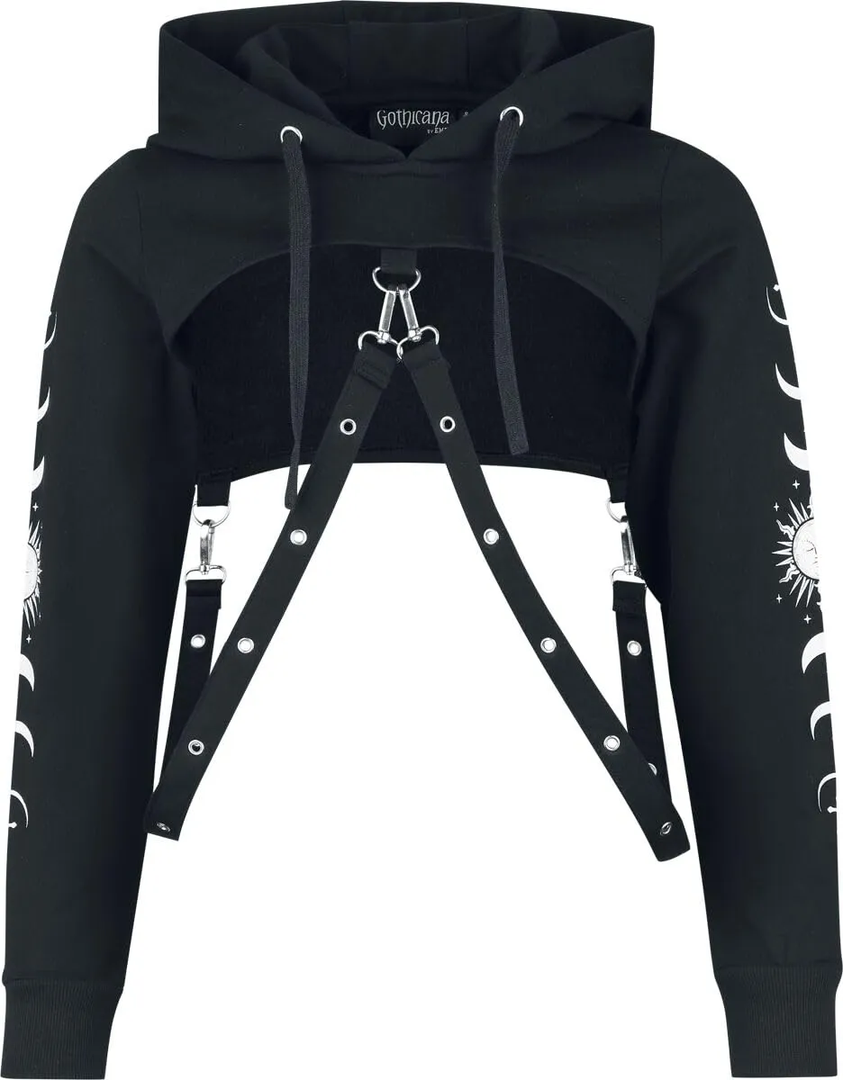 Gothicana by EMP Crop Hoodie felpa donna nero taglia L