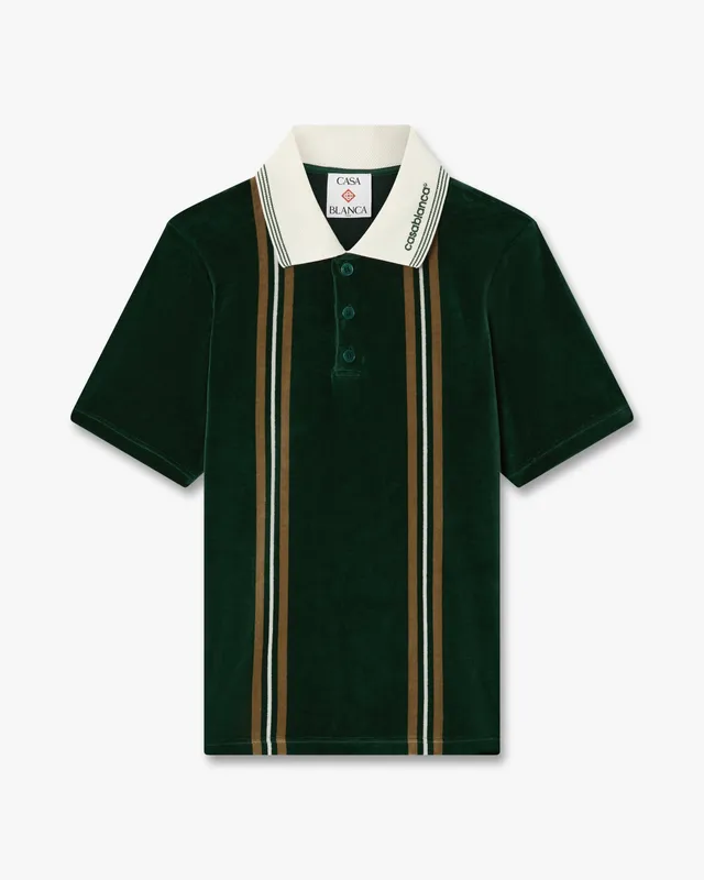 Casablanca Stripe Velour polo verde marrone ciniglia