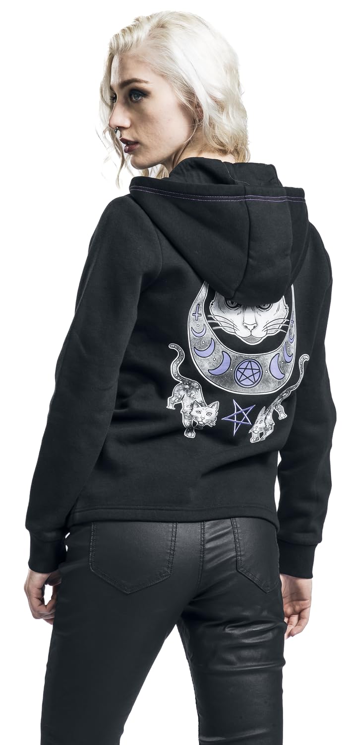 Gothicana by EMP Giacca con Cappuccio Nera Patch Gatto donna