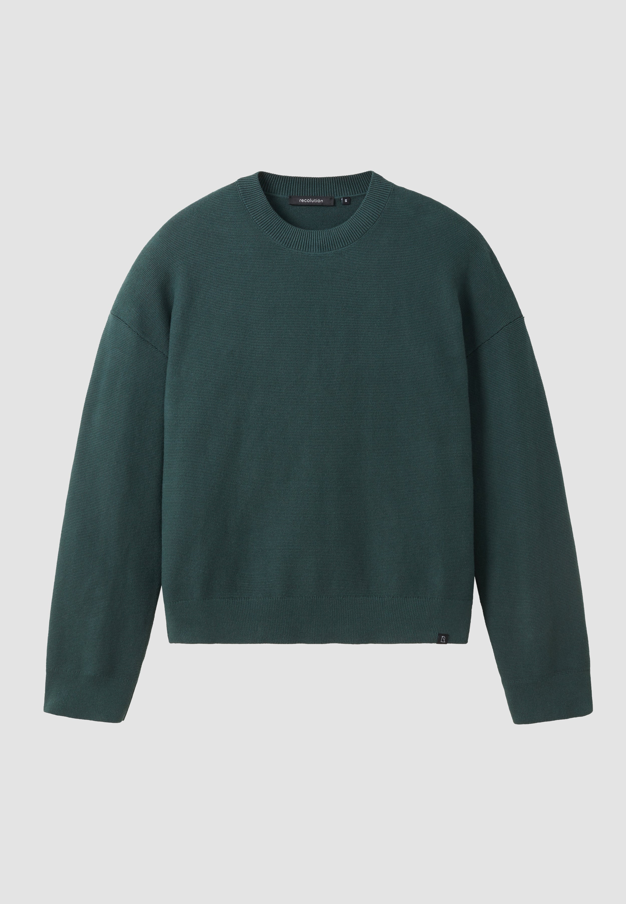 Recolution Gingko pullover verde scuro cotone bio