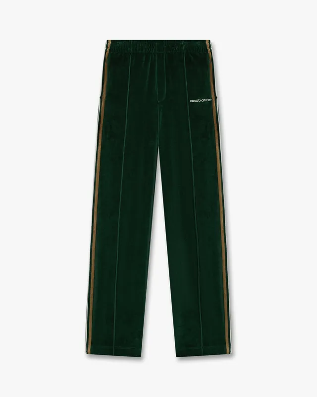 Casablanca Green Brown Stripe pantaloni tuta velluto verde