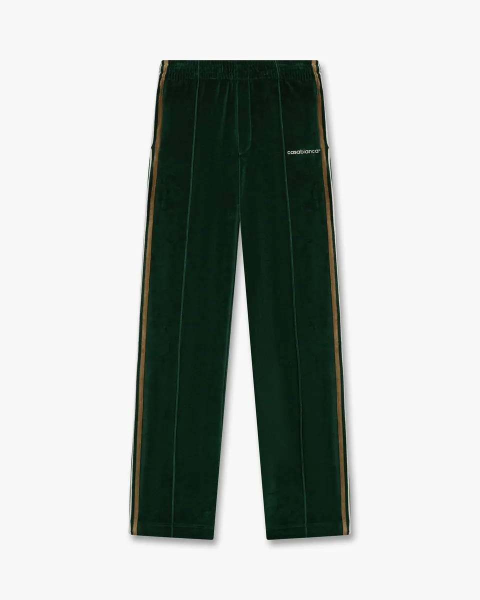 Casablanca Green Brown Stripe pantaloni tuta velluto verde