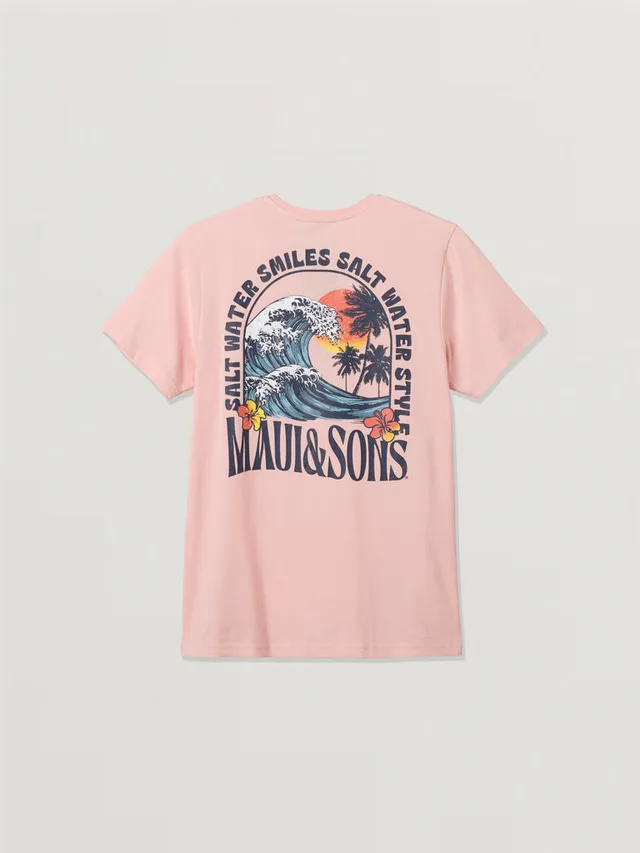 Maui and Sons Salty Smiles Ladies Boyfriend Tee maglietta rosa