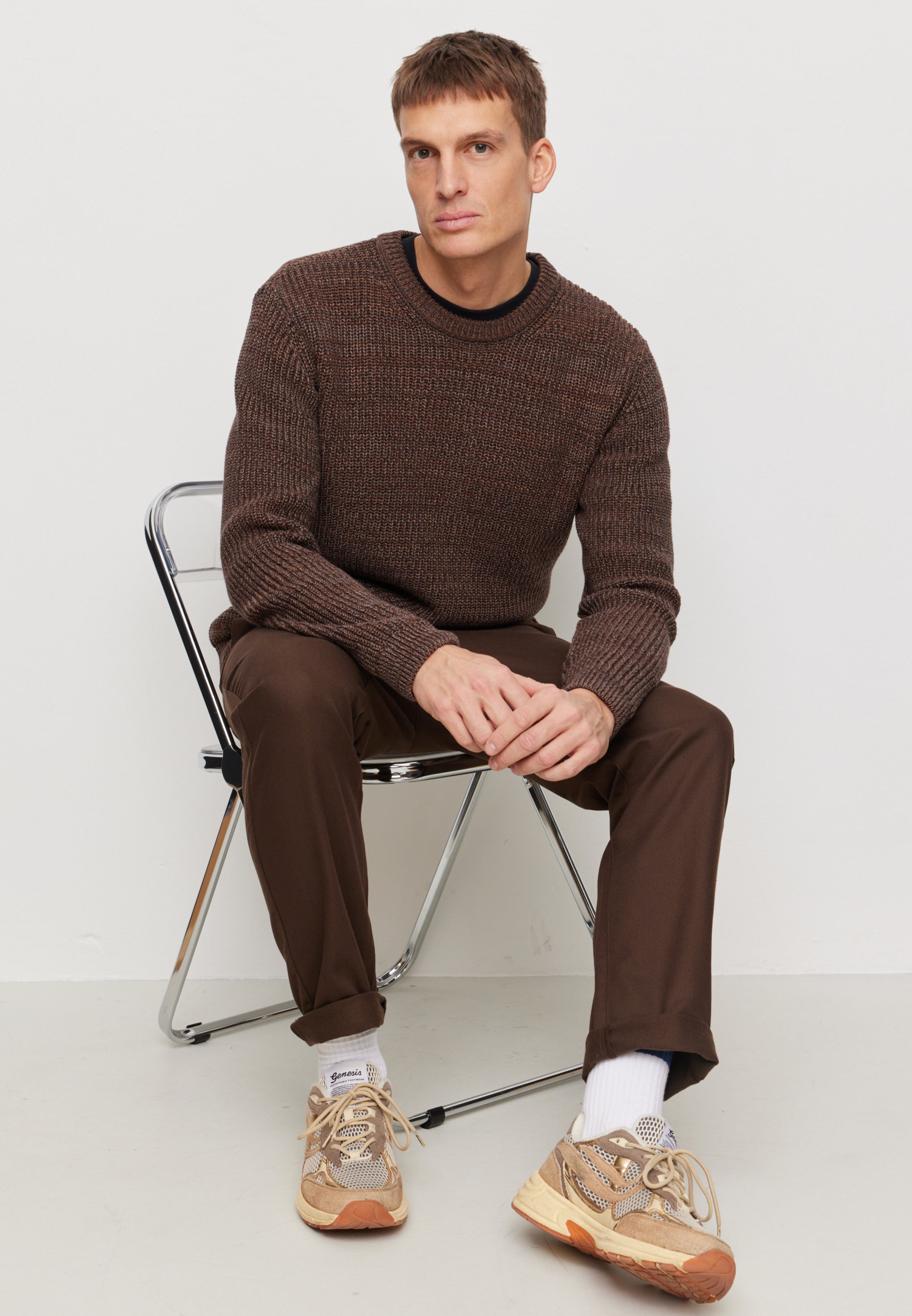 Recolution Cress maglione marrone cotone bio