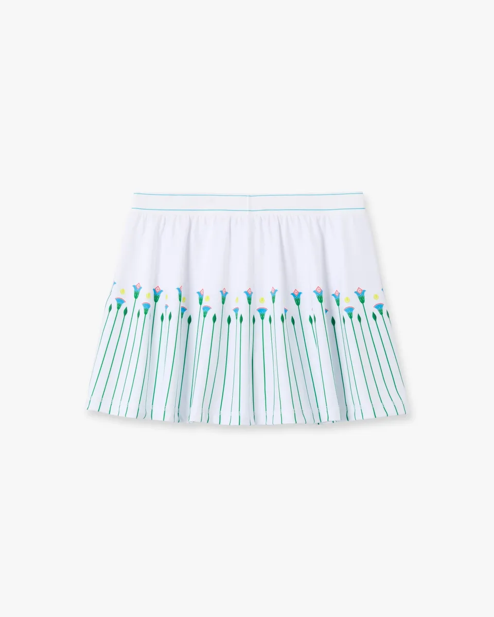 Casablanca Floral Stripe gonna tennis bianca mini