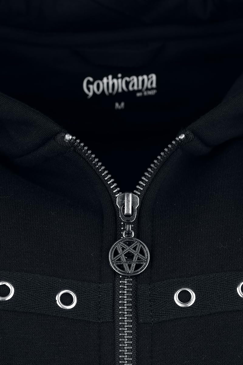 Gothicana by EMP Felpa uomo nera zip interno felpato