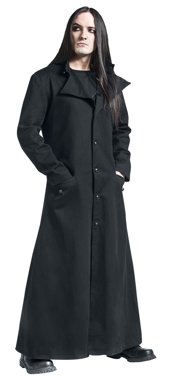 Gothicana by EMP cappotto militare lungo nero catena uomo