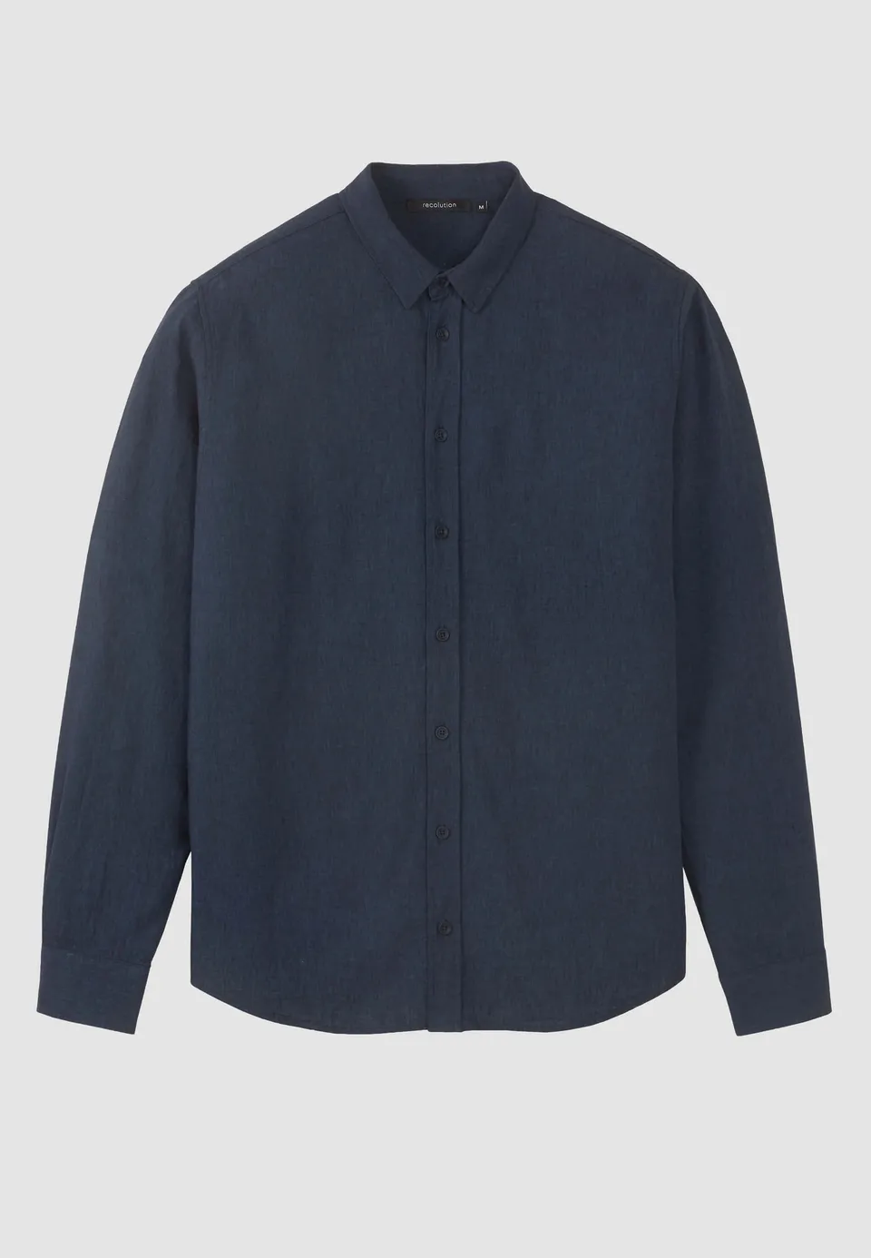 Recolution NUTMEG Camicia Lino Blu Navy Manica Lunga