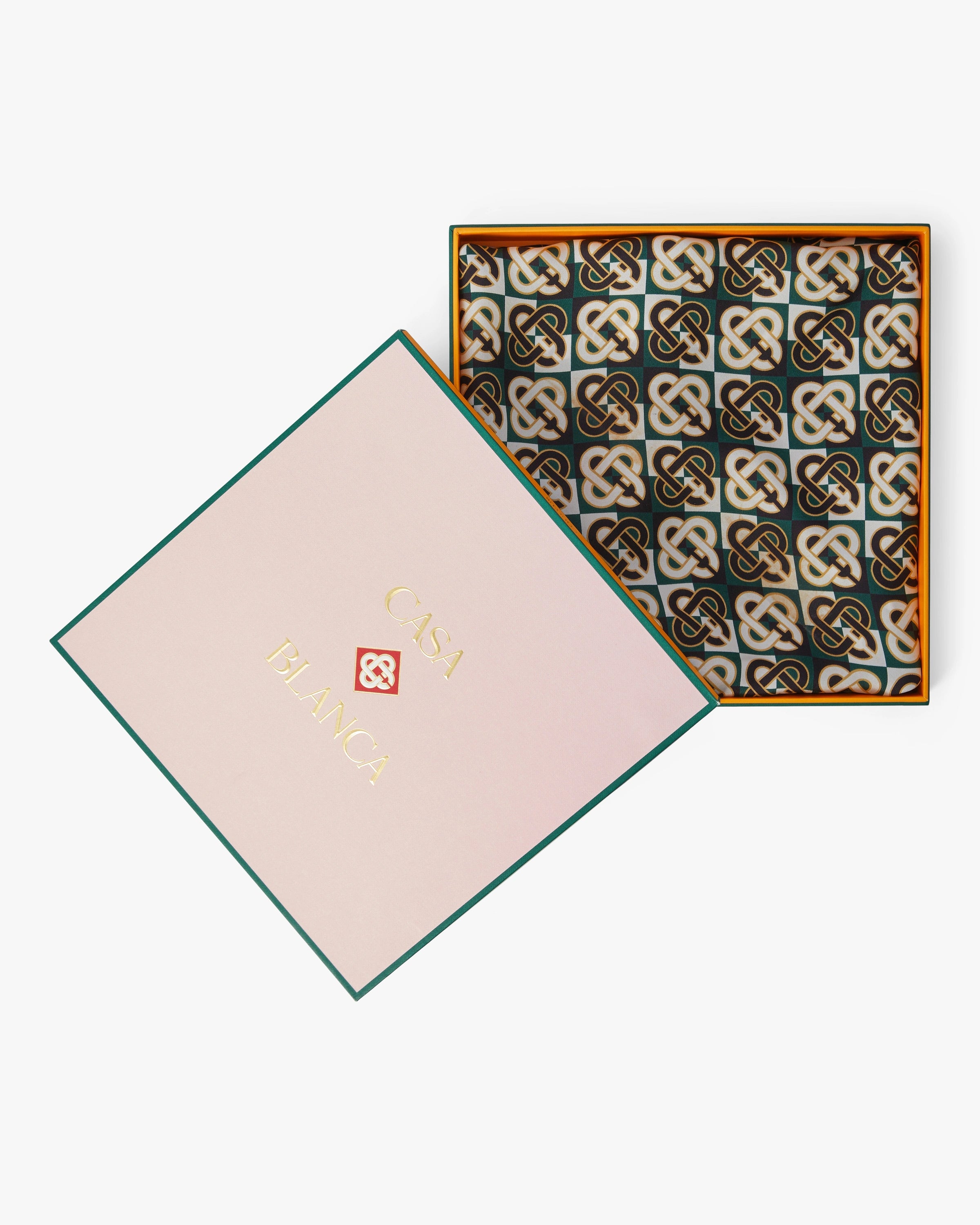 Casablanca Check Monogram foulard seta verde blu 52x52