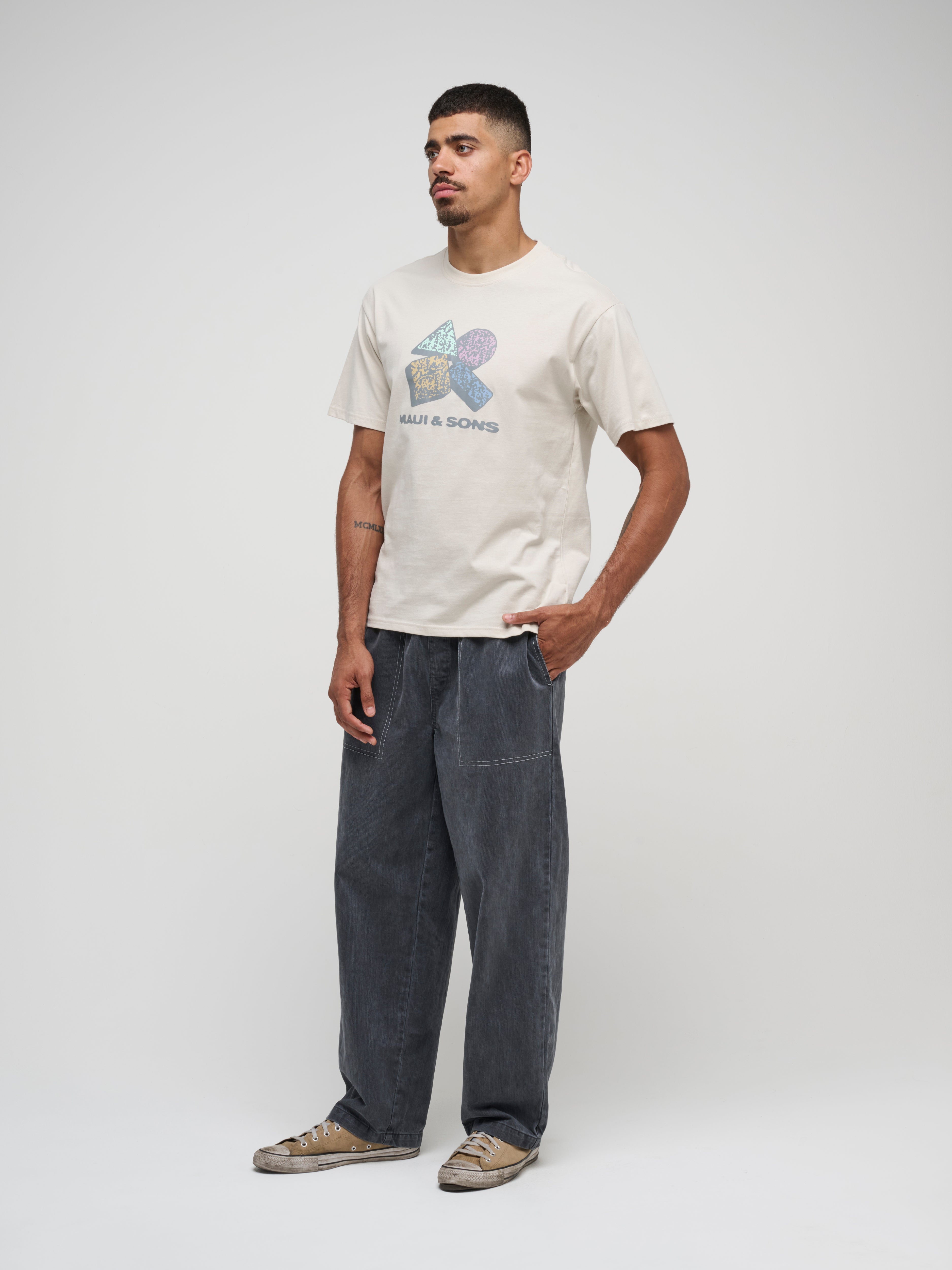 Maui and Sons Memphis Boxy Fit T-Shirt maglietta cemento