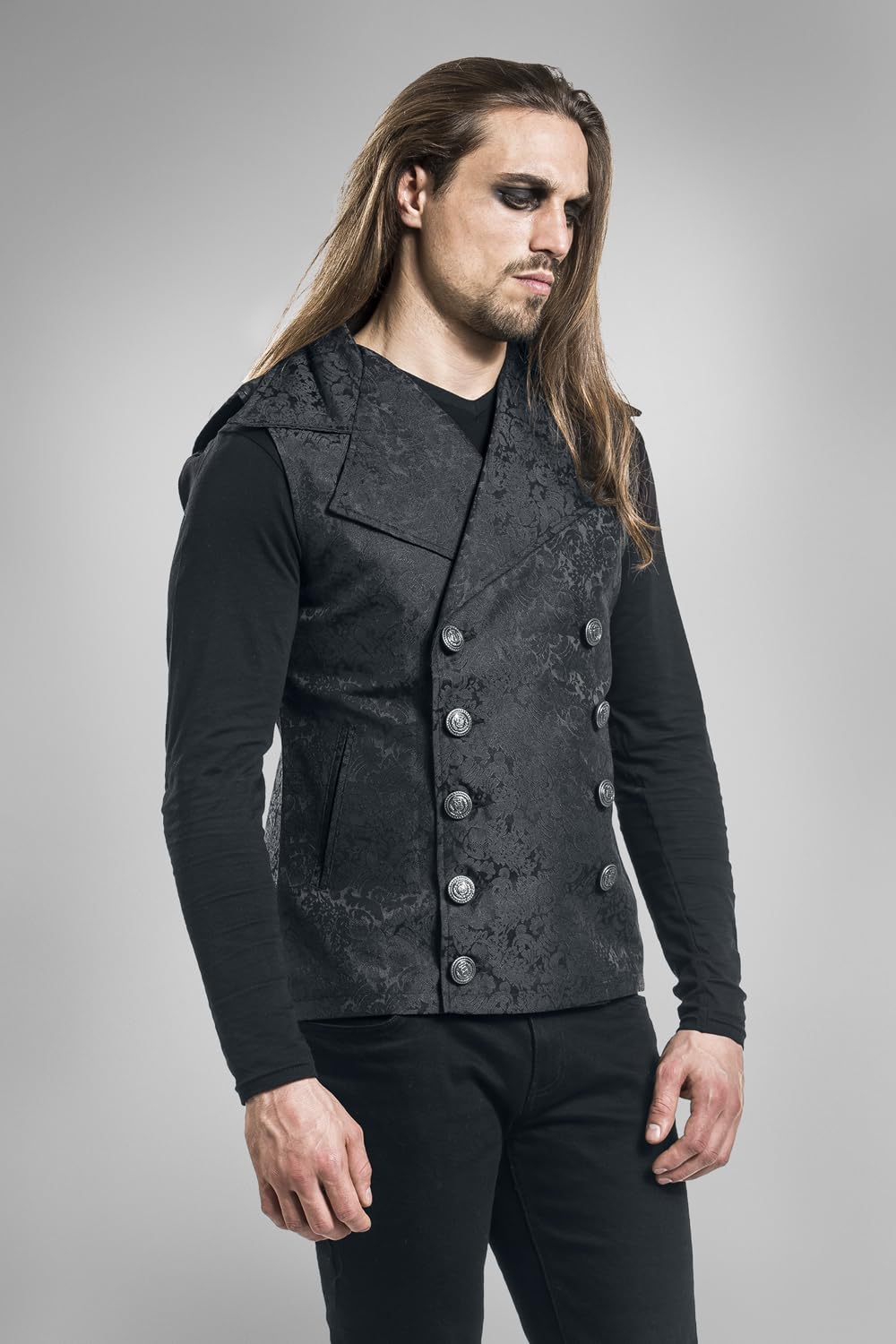 Gothicana by EMP gilet nero broccato taglia XL uomo