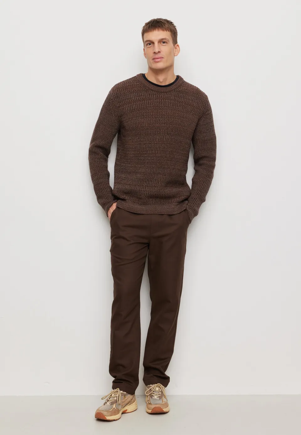 Recolution Cress maglione marrone cotone bio