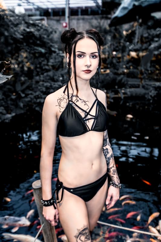 Gothicana by EMP top bikini nero XL con spalline