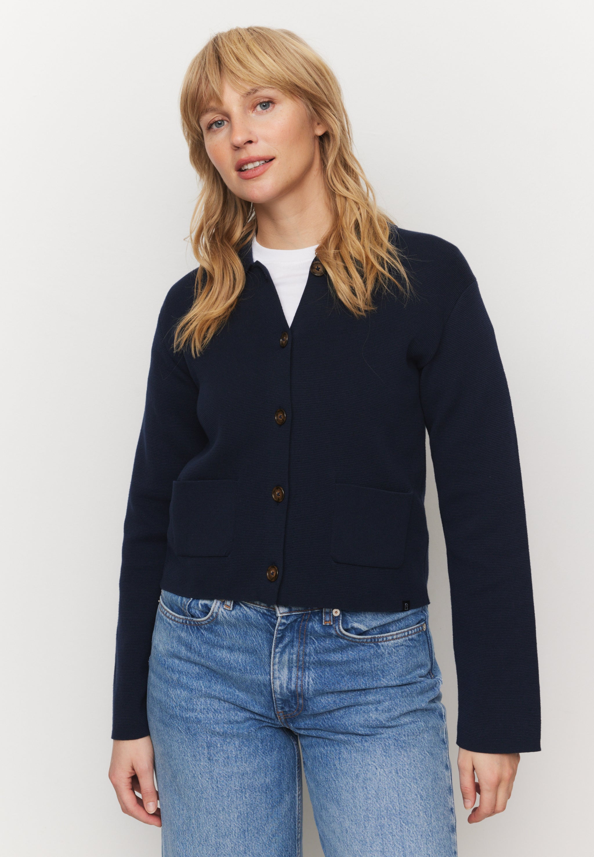 Recolution Celosia camicia in maglia donna blu navy bio