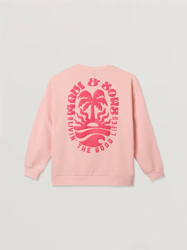 Maui and Sons Life's Good felpa oversize rosa cotone