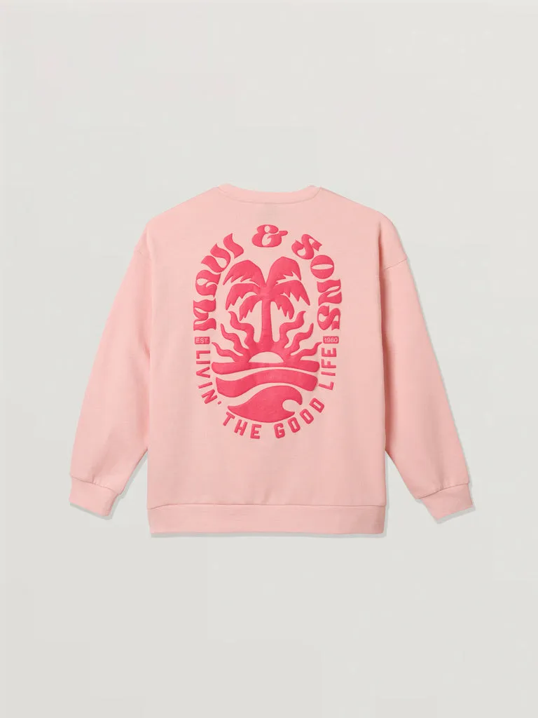Maui and Sons Life's Good felpa oversize rosa cotone