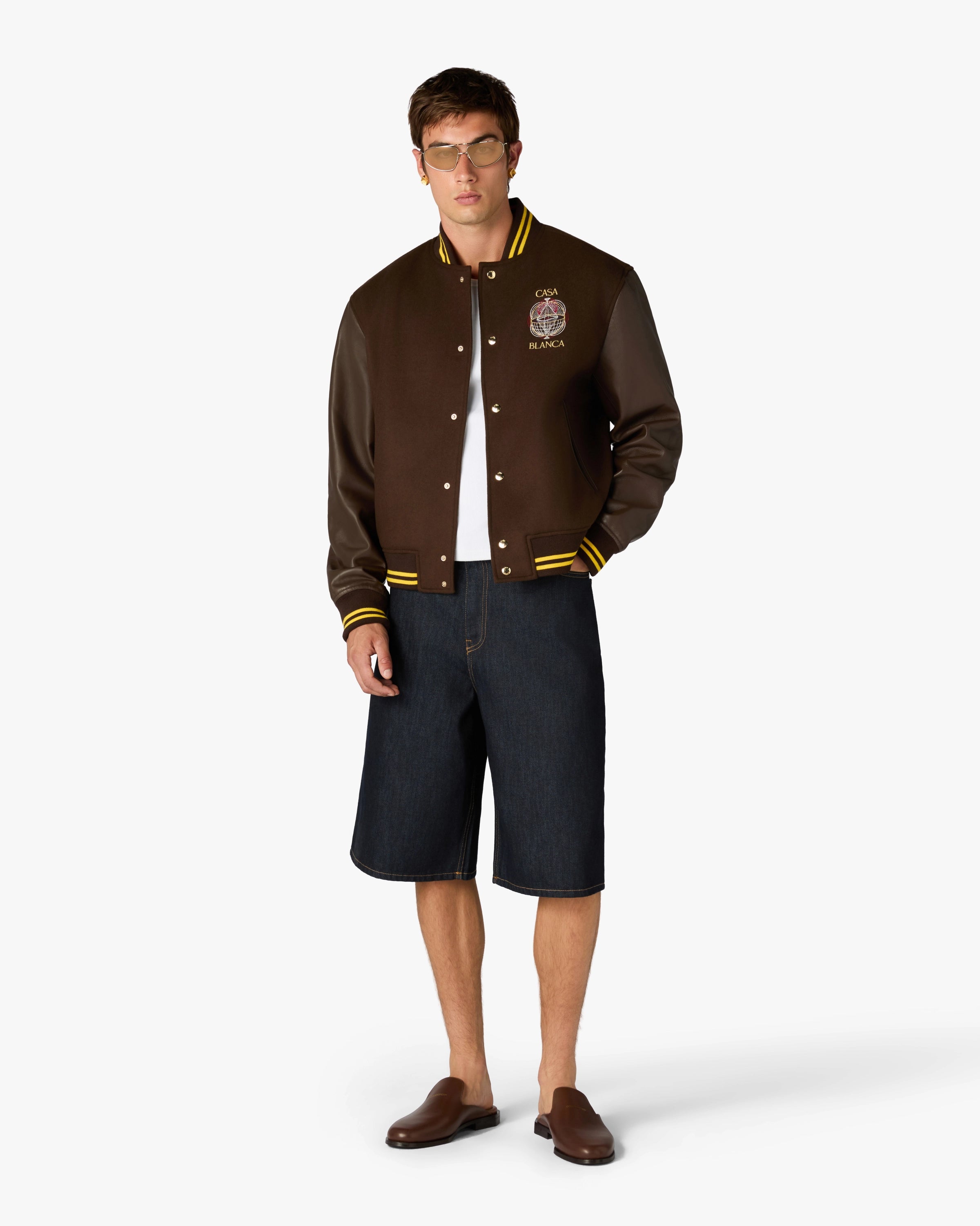 Casablanca Celestial Pyramid giacca varsity marrone lana