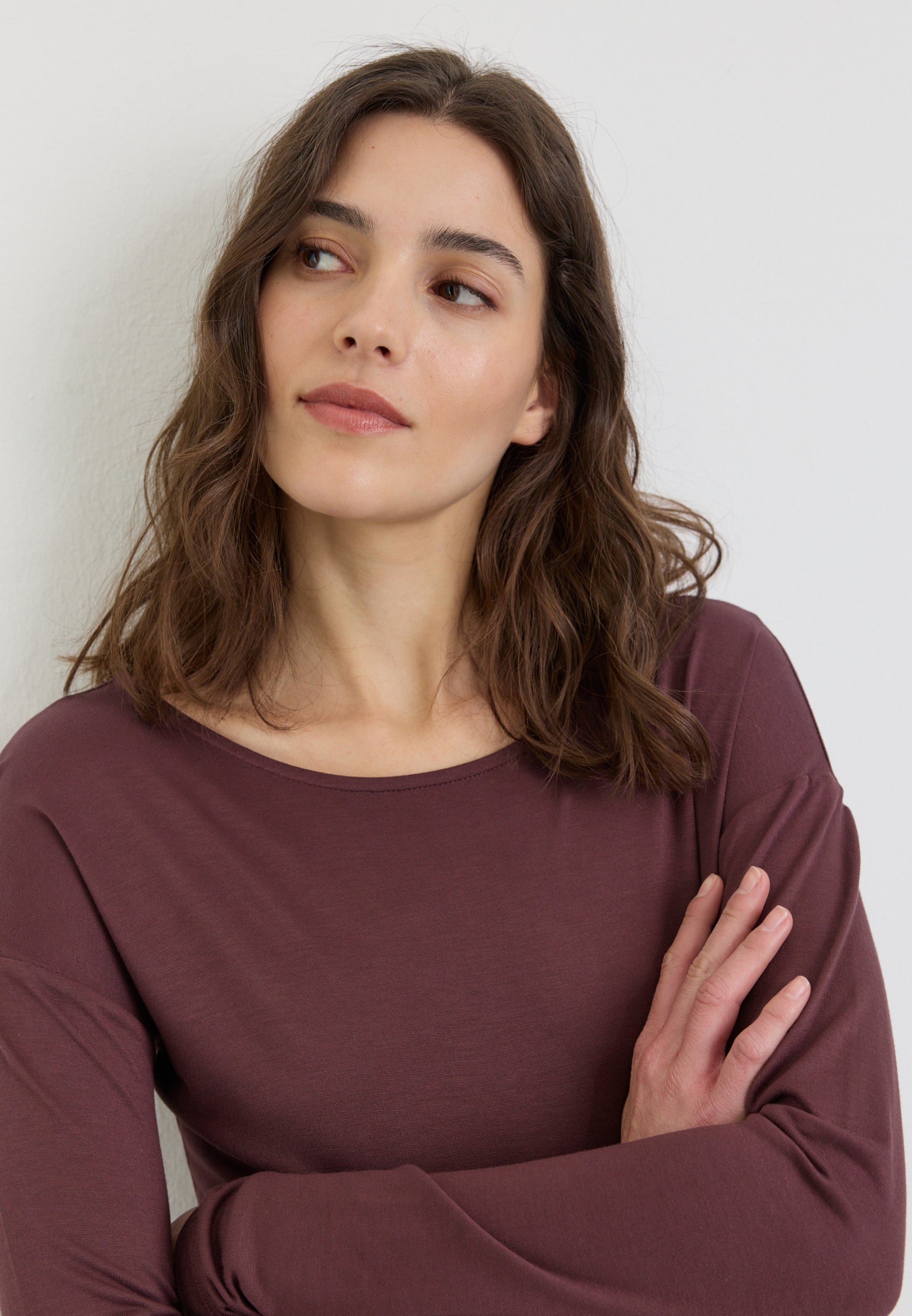 Recolution Fuchsia maglia manica lunga prugna in viscosa