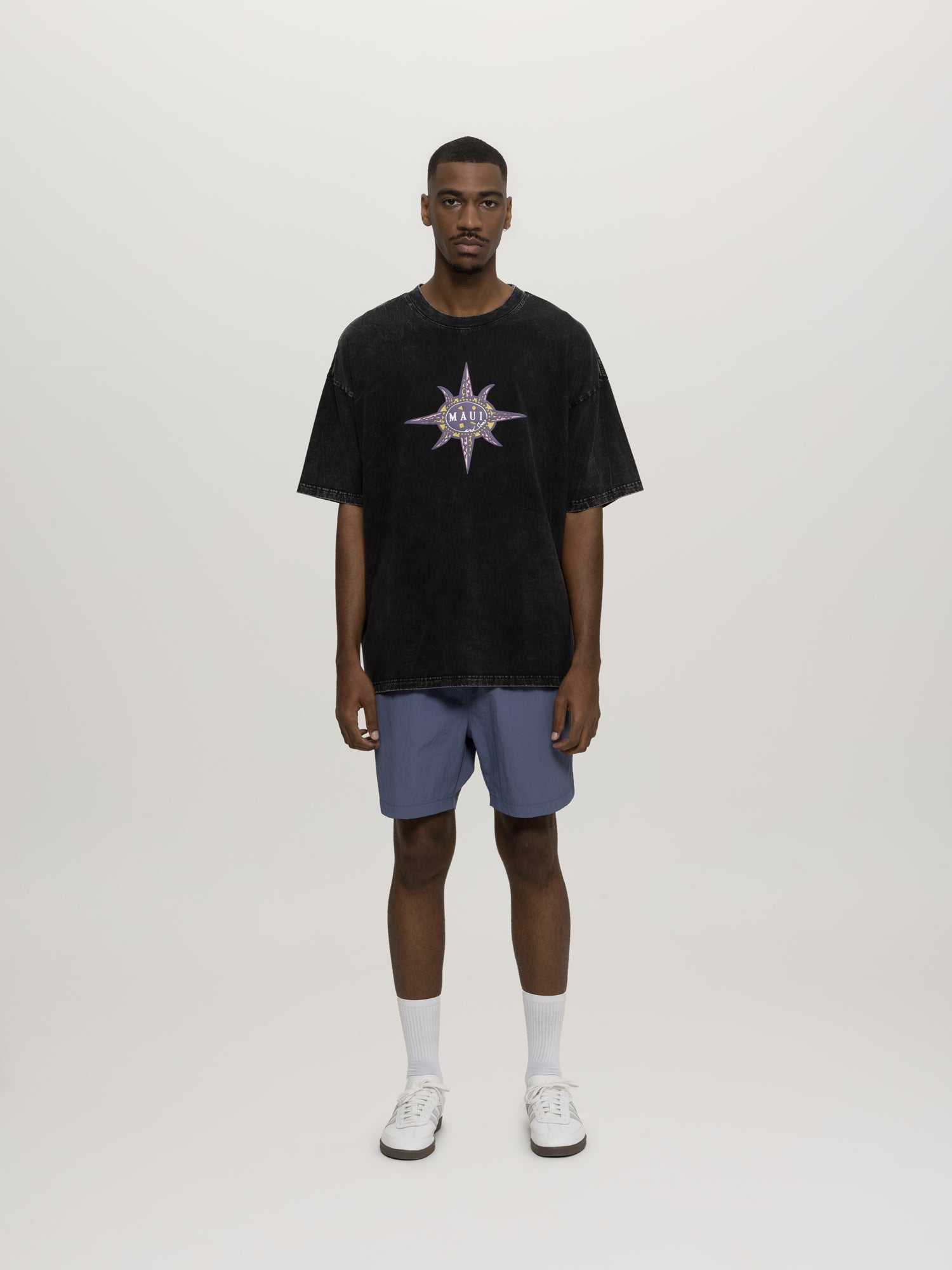 Maui and Sons Tribal Mineral Wash t-shirt nera cotone
