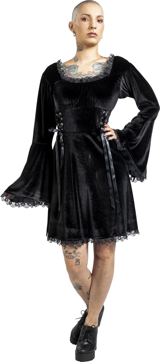 Gothicana by EMP Abito Nero con Lacci taglia M gotico