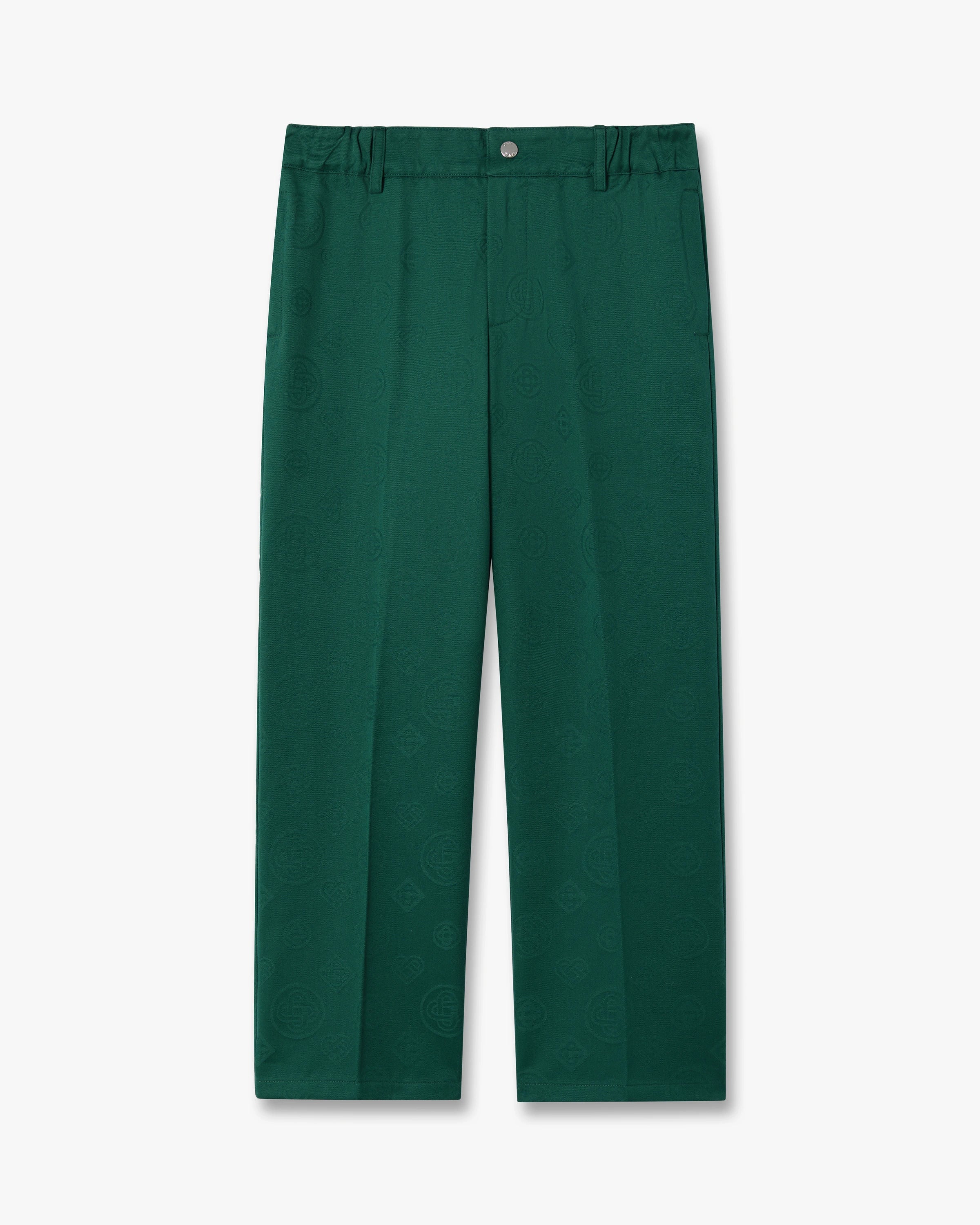 Casablanca Children's Green Monogram Chino Trousers bimbo verdi